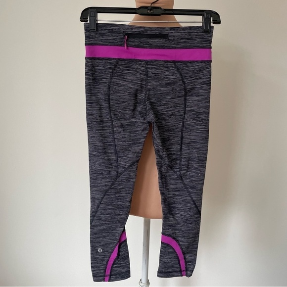 Lululemon Soul Cycle Run Inspire Crop II Space Dye Ultra Violet Leggings Size 4 - Picture 3 of 10